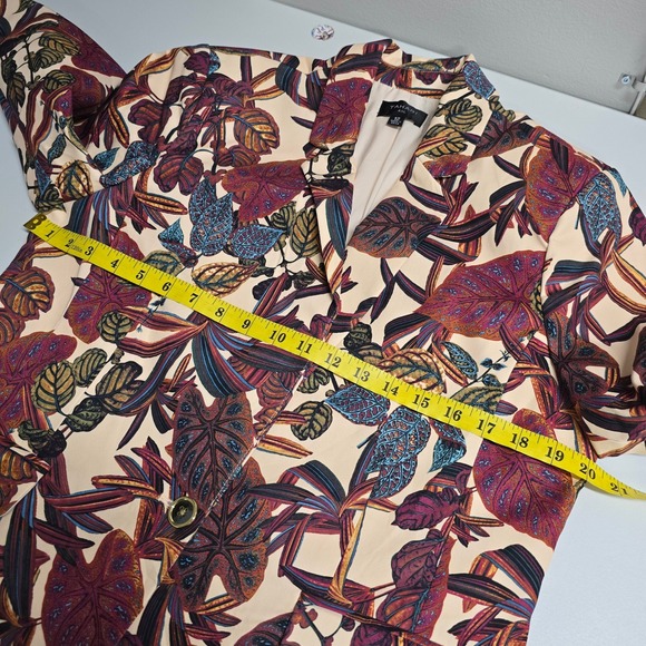 Tahari ASL Printed 1 Button Blazer Womens 12 Wild Berry Tropical Floral Office - Picture 10 of 15